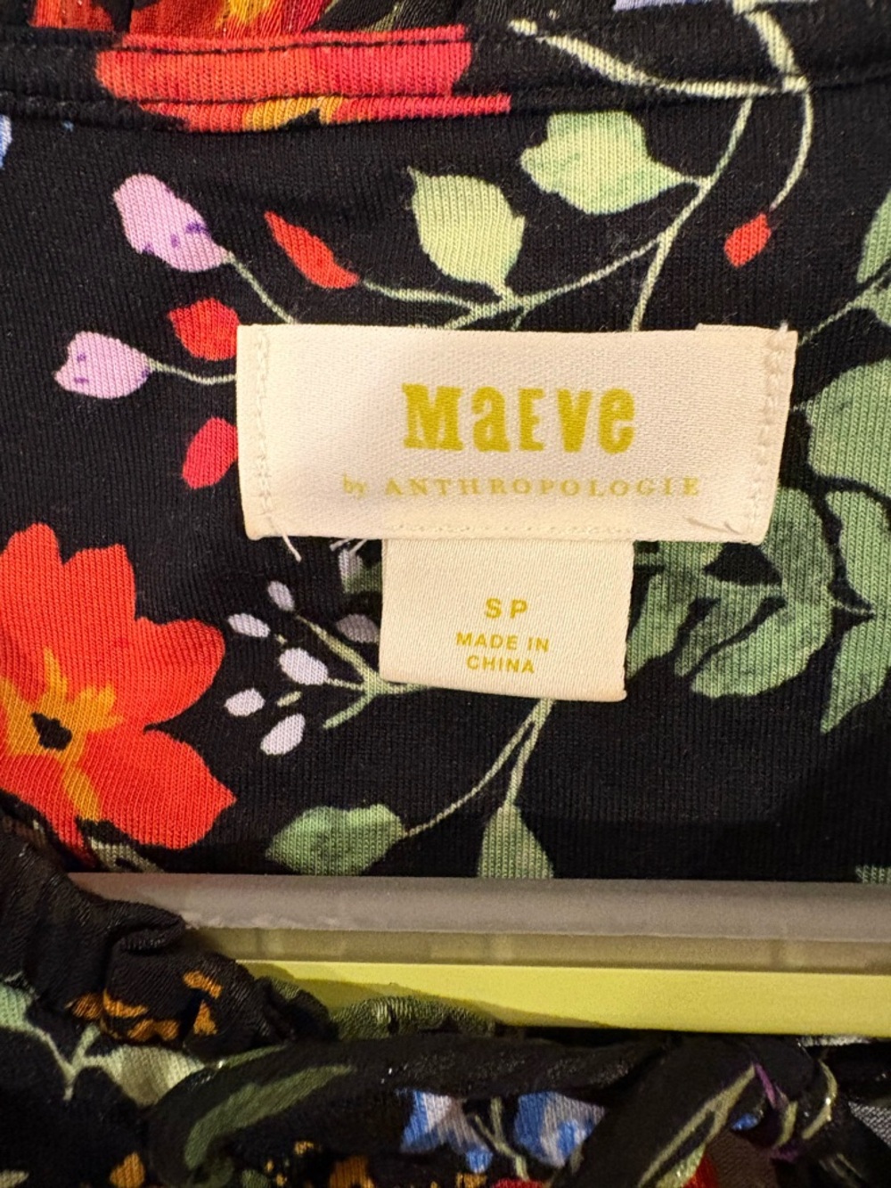 Anthropologie Maeve Jacquin Peasant Blouse black floral SP - Picture 6 of 6